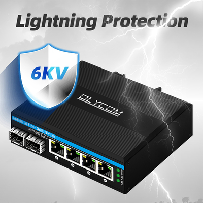 Мини 6 портов гигабитный Ethernet переключатель Poe переключатель din рельс 2 sfp+ 4 RJ45 DC48-52V двойной вход