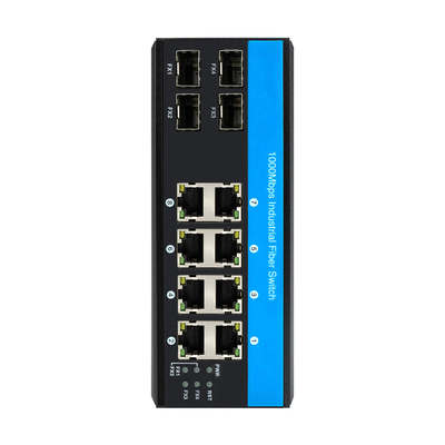 12 Порт 10/100/1000mbps неуправляемый коммутатор din-rail poe 4 порта SFP+ 8 порта RJ45 коммутатор Ethernet