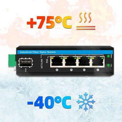 5-портовый гигабитный уличный PoE-коммутатор, мини-промышленный оптоволоконный коммутатор, IP40, коммутатор на DIN-рейку
