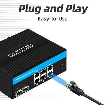 8 портов гигабитный неуправляемый коммутатор Ethernet POE коммутатор DC48V ди-рельсовый коммутатор сети
