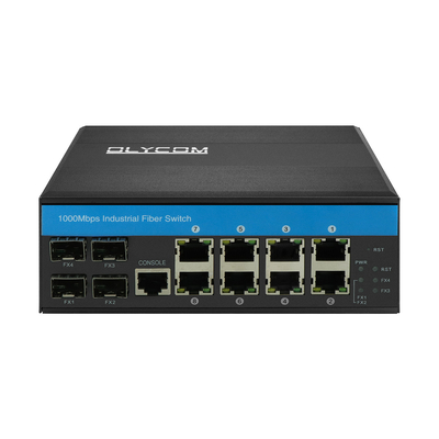 Гигабитный управляемый переключатель 12 портов Ethernet переключатель 4SFP+8RJ45 DIN-Rail двойной вход питания