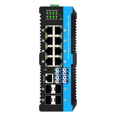 12 портов 10G L2/L3 управляемый POE+ переключатель оптический обходный переключатель 4*10G sfp +8 RJ45 din-rail Ethernet переключатель