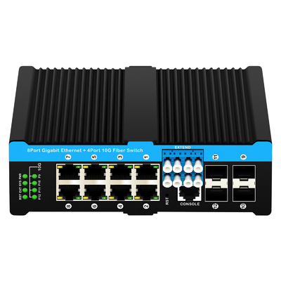 12 портов 10G L2/L3 управляемый POE+ переключатель оптический обходный переключатель 4*10G sfp +8 RJ45 din-rail Ethernet переключатель