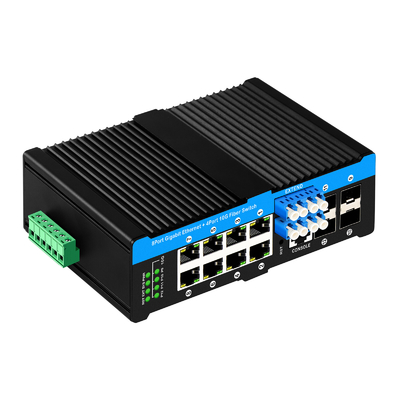 12 портов 10G L2/L3 управляемый POE+ переключатель оптический обходный переключатель 4*10G sfp +8 RJ45 din-rail Ethernet переключатель