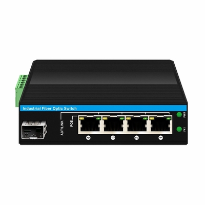 5 портов Industrial Poe Network Switch DC12/24/48V Вход 1SFP+4RJ45 Гигабитный Ethernet Switch