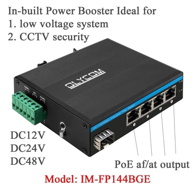 5 портов Industrial Poe Network Switch DC12/24/48V Вход 1SFP+4RJ45 Гигабитный Ethernet Switch