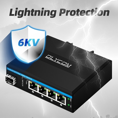 5 портов Industrial Poe Network Switch DC12/24/48V Вход 1SFP+4RJ45 Гигабитный Ethernet Switch