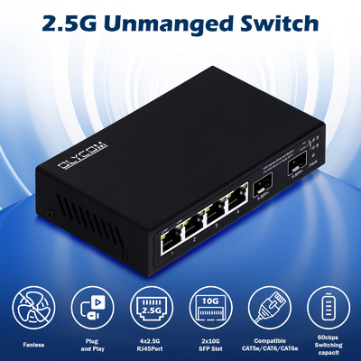 10g Ethernet switch неуправляемый 4 порта 2.5G Ethernet switch с 10G SFP+ портами