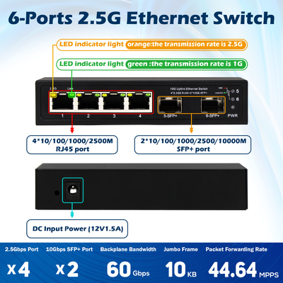 10g Ethernet switch неуправляемый 4 порта 2.5G Ethernet switch с 10G SFP+ портами