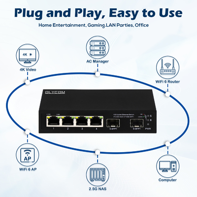 10g Ethernet switch неуправляемый 4 порта 2.5G Ethernet switch с 10G SFP+ портами