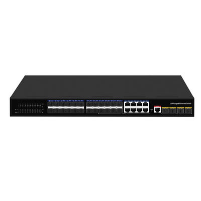 24 порта 10G L3 Управляемый волоконный коммутатор с 8 гигабитным комбо SFP/RJ45 1U Rack 220V AC Input