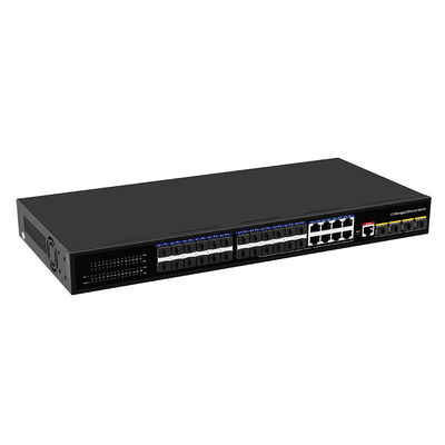 24 порта 10G L3 Управляемый волоконный коммутатор с 8 гигабитным комбо SFP/RJ45 1U Rack 220V AC Input