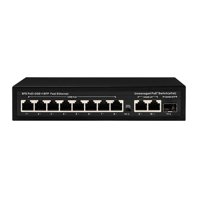 Продленный диапазон 8-портового PoE-сменника 10/100M с потреблением 120W/150W и покрытием 250m