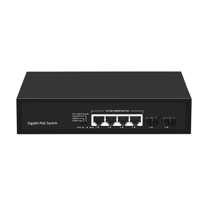 4 порта Гигабитный SFP Fiber PoE Switch 60W Бюджет с VLAN 250-метровым расширением