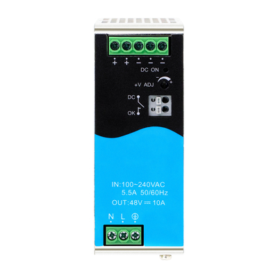 480W DIN Rail Power Supply 48V 10A Широкий вход AC/DC с активным PFC DC ОК