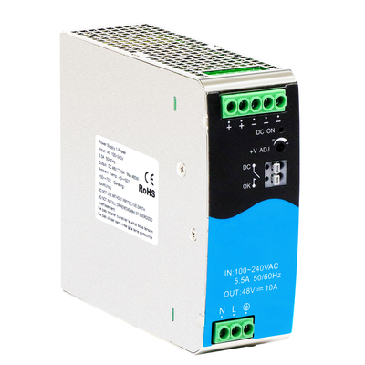 480W DIN Rail Power Supply 48V 10A Широкий вход AC/DC с активным PFC DC ОК