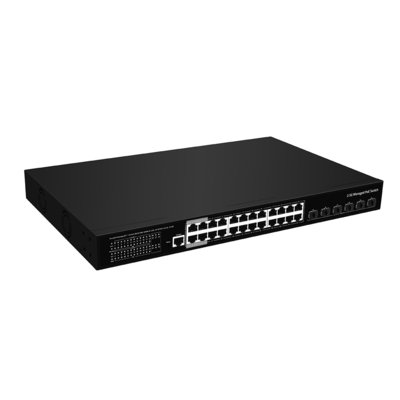 24 порта 2.5G PoE Switch 10G Fiber Uplink L3 Управляемый Ethernet 400W Бюджетный вход AC