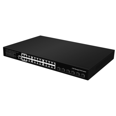 24 порта 2.5G PoE Switch 10G Fiber Uplink L3 Управляемый Ethernet 400W Бюджетный вход AC