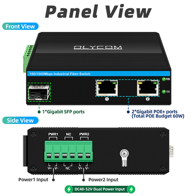 Мини-конвертер оптического волокна Промышленный коммутатор Ethernet коммутатор Poe DC48V вход