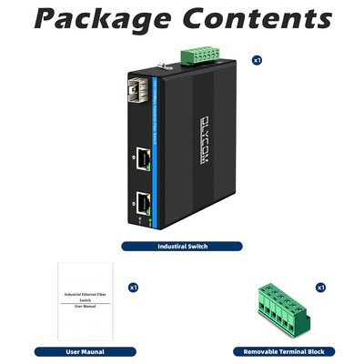 Мини-конвертер оптического волокна Промышленный коммутатор Ethernet коммутатор Poe DC48V вход