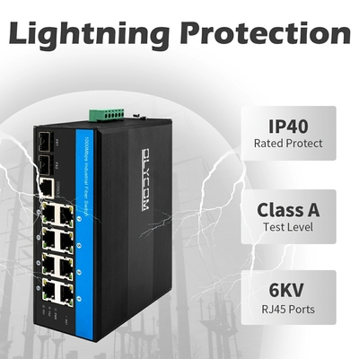8 портов промышленных коммутаторов Ethernet слой 2 управляемый коммутатор DC12/24/48V Двойной вход питания