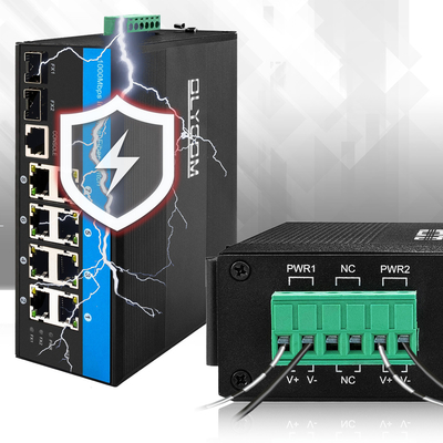 8 портов промышленных коммутаторов Ethernet слой 2 управляемый коммутатор DC12/24/48V Двойной вход питания