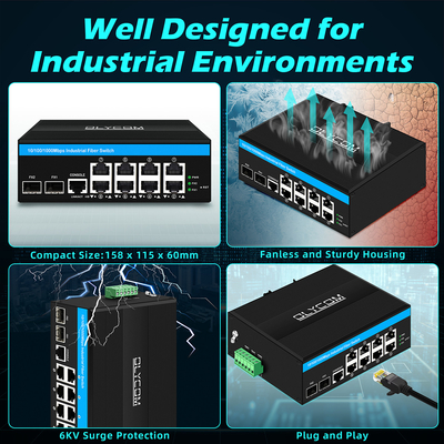 8 портов Gigabit Managed Poe Switch Промышленный Ethernet Switch с 2SFP+8 RJ45