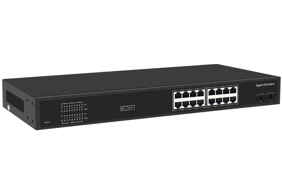16 портов Гигабитный Ethernet переключатель Af/at Poe Switch AC 100-240V Ввод питания
