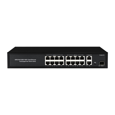 16 портов Гигабитный переключатель Poe Fiber Network Switch Расширенный 250 м 300 Вт