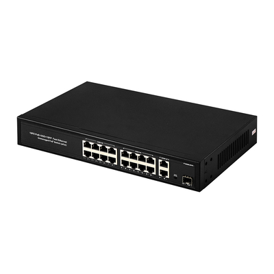 16 портов Гигабитный переключатель Poe Fiber Network Switch Расширенный 250 м 300 Вт