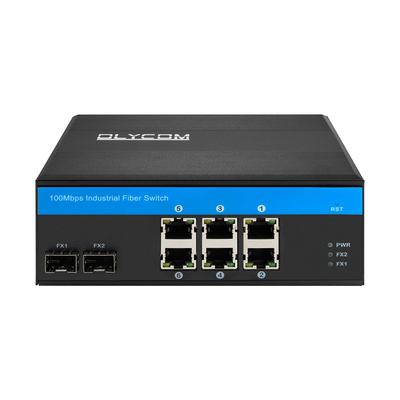 8 портов Fast Ethernet Industrial Network Switch Unmanaged SFP Fiber Din Rail установленный на CE