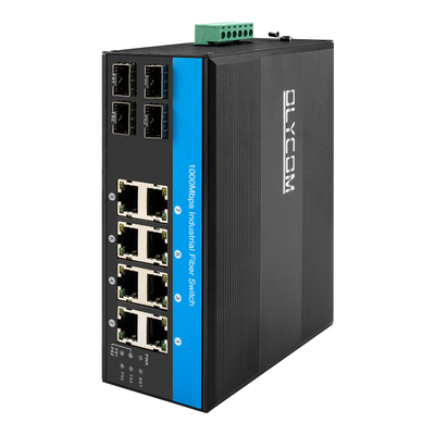 12 портов Industrial Ethernet Switch Din Network Switch 4SFP+8RJ45 DC12-52V Двойной источник питания