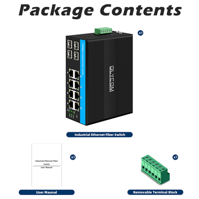 12 портов Industrial Ethernet Switch Din Network Switch 4SFP+8RJ45 DC12-52V Двойной источник питания