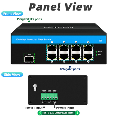 8 портов Гигабитный коммутатор Промышленный Ethernet коммутатор IP40 OEM Factory