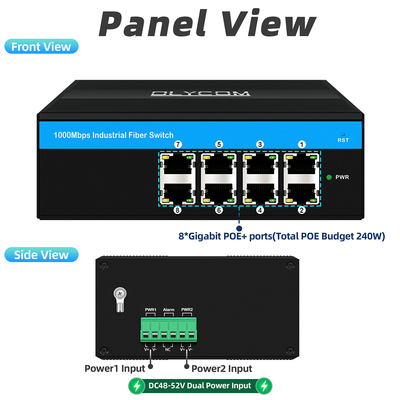 8 портов Poe Switch E-Mark Gigabit Industrial Ethernet Switch IP40 для наружного использования