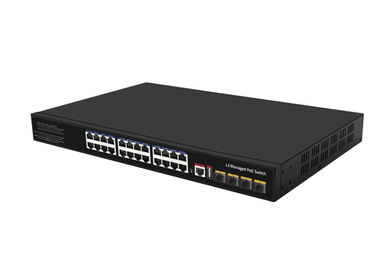 10G 24 Port Poe Switch L3 Управляемый Ethernet Fiber Switch 400W 4*10G Fiber Ports+24*RJ45 POE Ports