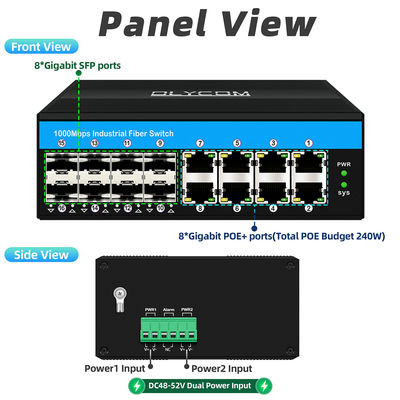 Неуправляемый PoE коммутатор Gigabit, 16 портов, PoE af/at/bt, бюджет 240 Вт, для наружного применения