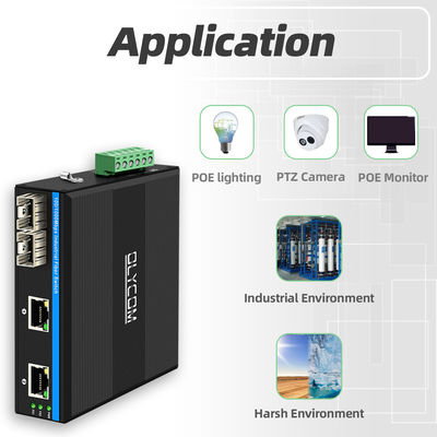 Промышленный коммутатор POE с 2 портами SFP + 2 портами RJ45, защитой от перенапряжения 6 кВ и входом питания 48 В постоянного тока для наружного использования