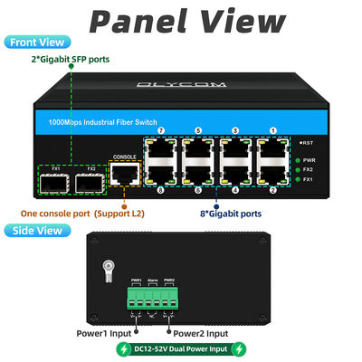 Промышленный управляемый Ethernet-коммутатор Vitesse с 2 SFP и 8 RJ45 портами, с поддержкой SNMP