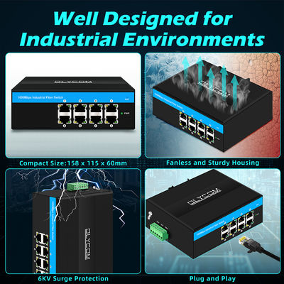 Гигабитный 8-портовый Ethernet-сдвиг E-Mark Industrial Network Switch для наружного использования