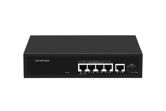 4 порта 2.5G PoE Switch с 10G SFP Uplink Multi-Gigabit Ethernet AC Input без вентилятора