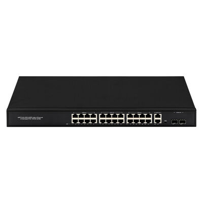 24-портовый гигабитный PoE-коммутатор с 2 SFP/RJ45 Uplink портами, 300 Вт, неуправляемый, входное напряжение 220 В, CE