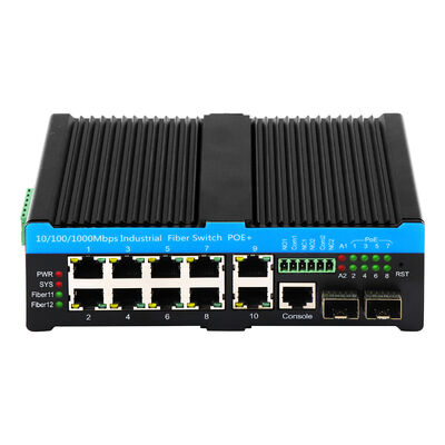 12-портный L2+ управляемый Ethernet Switch 1G Fiber/RJ45 Uplink Rugged Design