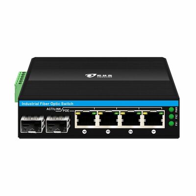 Промышленный неуправляемый коммутатор POE с 2 портами SFP+4RJ45, защитой от перенапряжения 6 кВ и широким температурным диапазоном (от -40°C до +75°C)