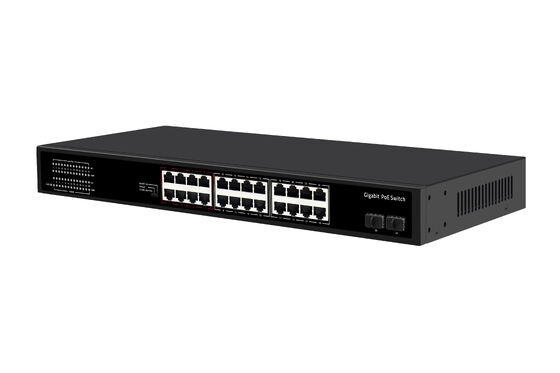 24-портовый гигабитный PoE-коммутатор, 1U, неуправляемый, 1G Ethernet, бюджет 300 Вт, без вентилятора