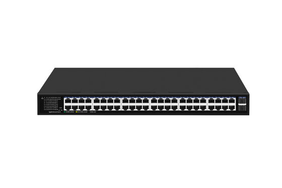 48-портовый гигабитный коммутатор Ethernet с SFP-портами для оптоволоконных восходящих соединений, неуправляемый, монтируемый в стойку, вход 220В, сертифицирован CE