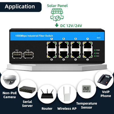Gigabit 8 Port Solar Poe Switch DC12-48V Unmanaged Poe Switch 240W for Solar Power System or Vehicle