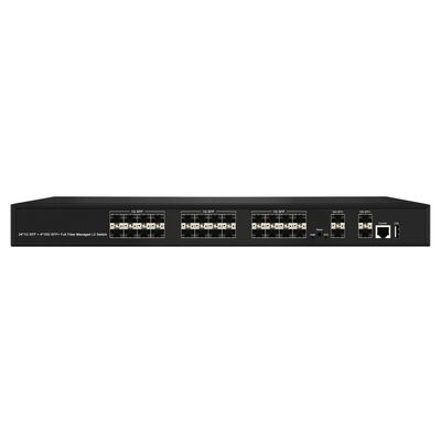 28-портовый управляемый оптоволоконный коммутатор 10G SFP+ с агрегацией L2/L3 и SNMP VLAN QoS для сети интернет-провайдера в центре обработки данных