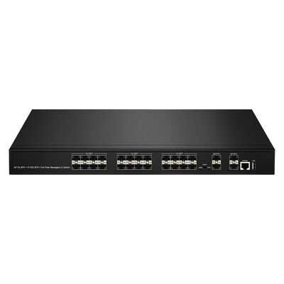 28-портовый управляемый оптоволоконный коммутатор 10G SFP+ с агрегацией L2/L3 и SNMP VLAN QoS для сети интернет-провайдера в центре обработки данных