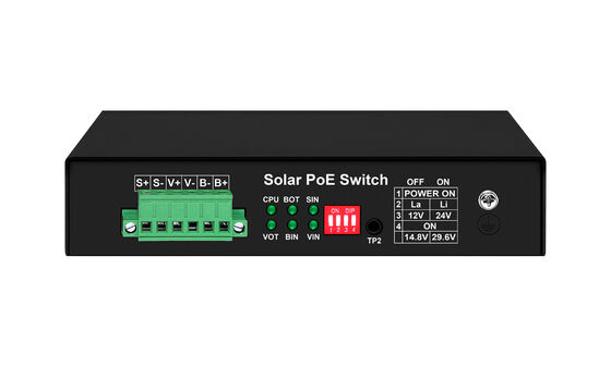 Гигабитный коммутатор PoE MPPT Контроллер солнечного заряда SFP Волоконно-оптический вход DC12V/DC24V/DC48V